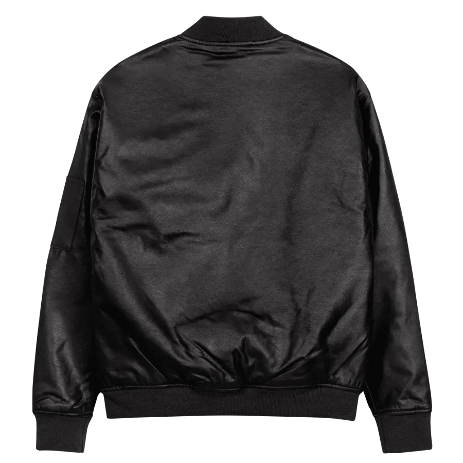 Cute Ghost Embroidered Faux Leather Bomber Jacket product image (11)