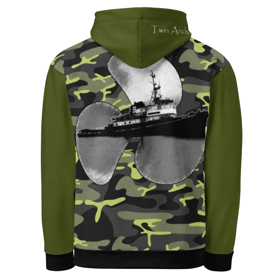 Green & Camouflage Three blade prop & Jack tug Hoodie product image (4)