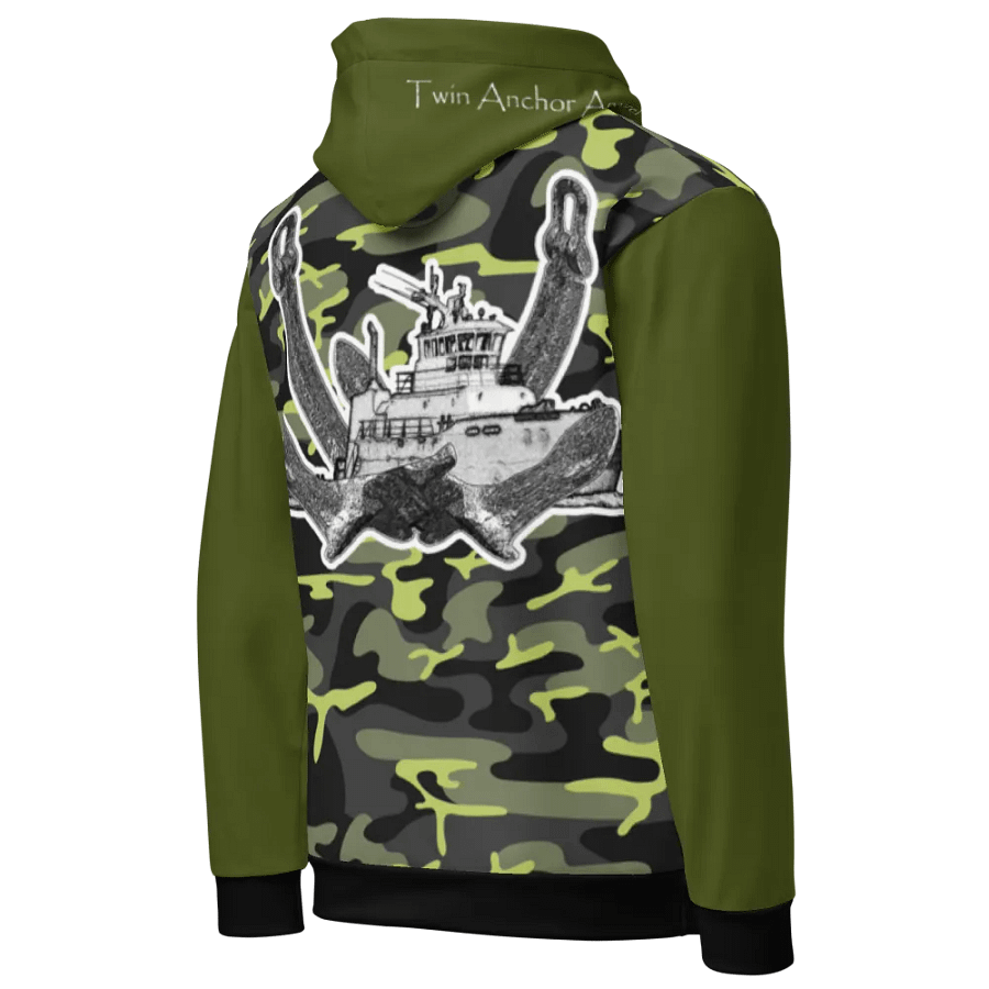 Green & Camouflage Twin Anchor Titan tug Hoodie product image (4)