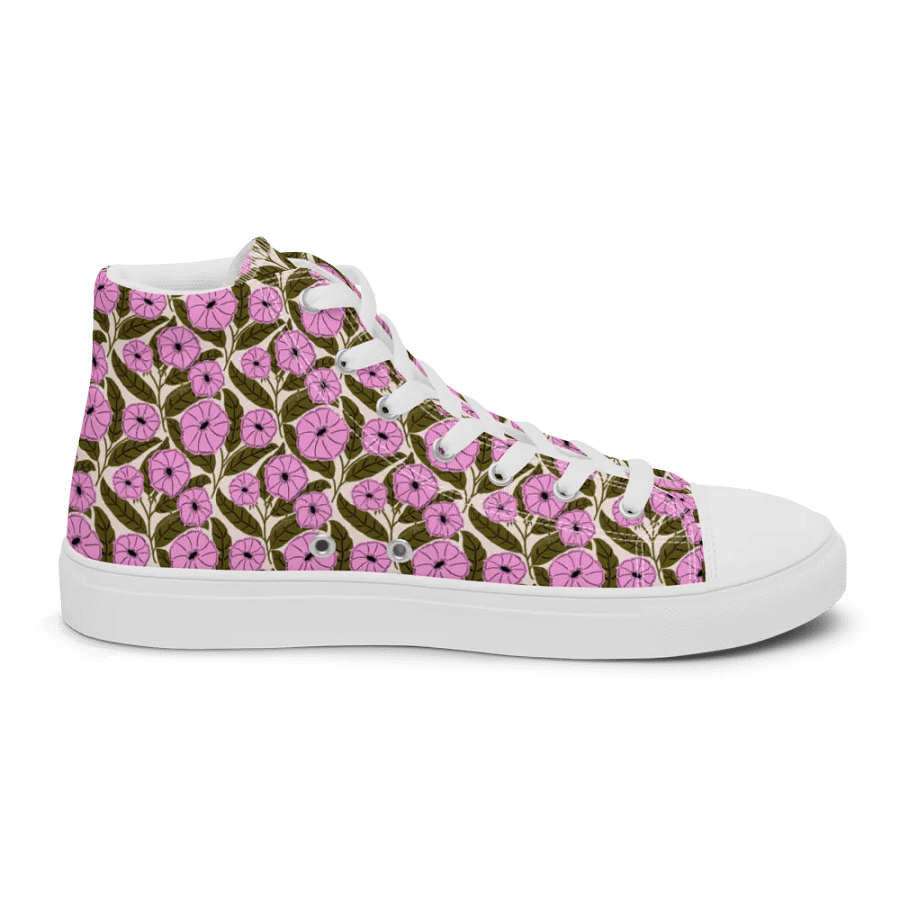 Dipladenia Dreams - Pink and Green - Mens High Top Canvas Shoes product image (10)