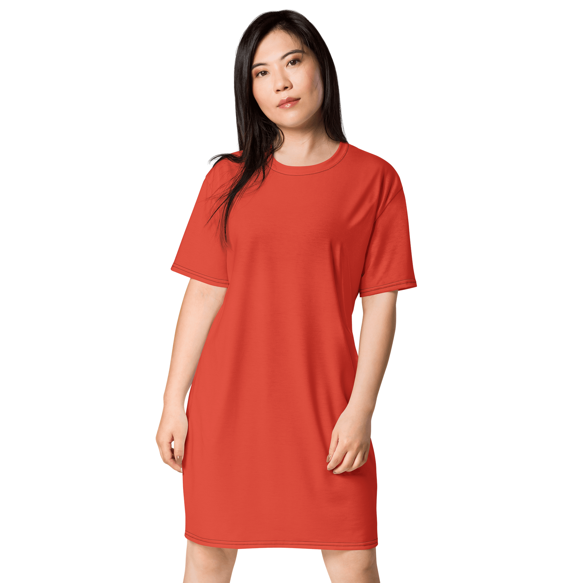 Orange Red Oversized T-Shirt Dress | Stretchy Fabric | Casual or Formal Style | Sizes 2XS-6XL | Exclusive Design product image (1)