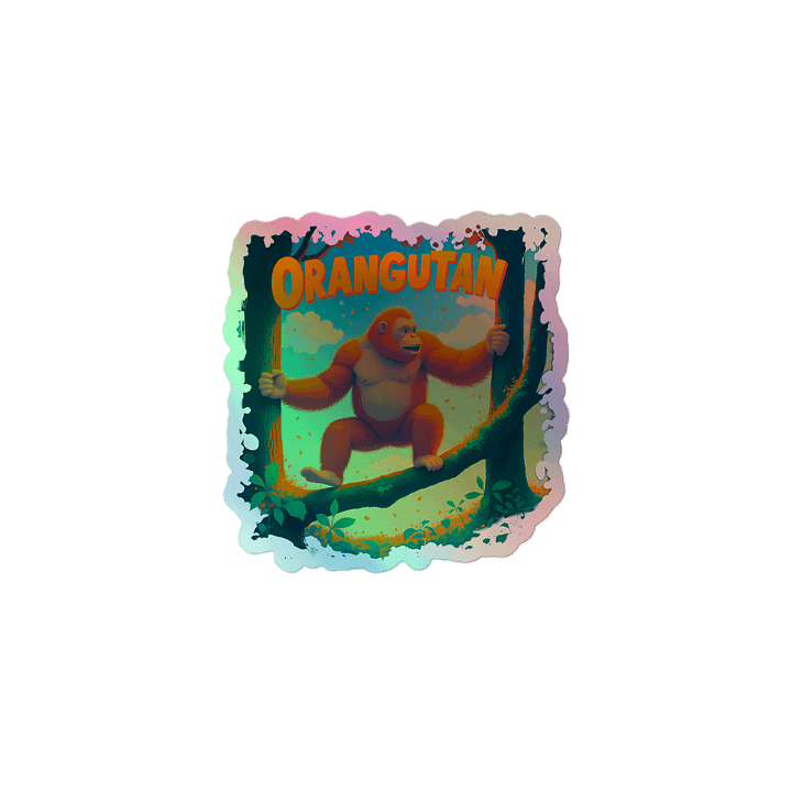 Cheerful Orangutan – Playful Jungle Holographic Sticker product image (1)