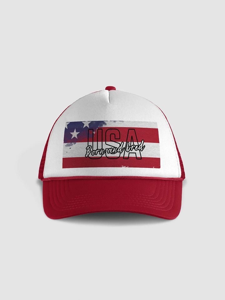 USA Born and Bred White and Red Foam Trucker Hat product image (1)