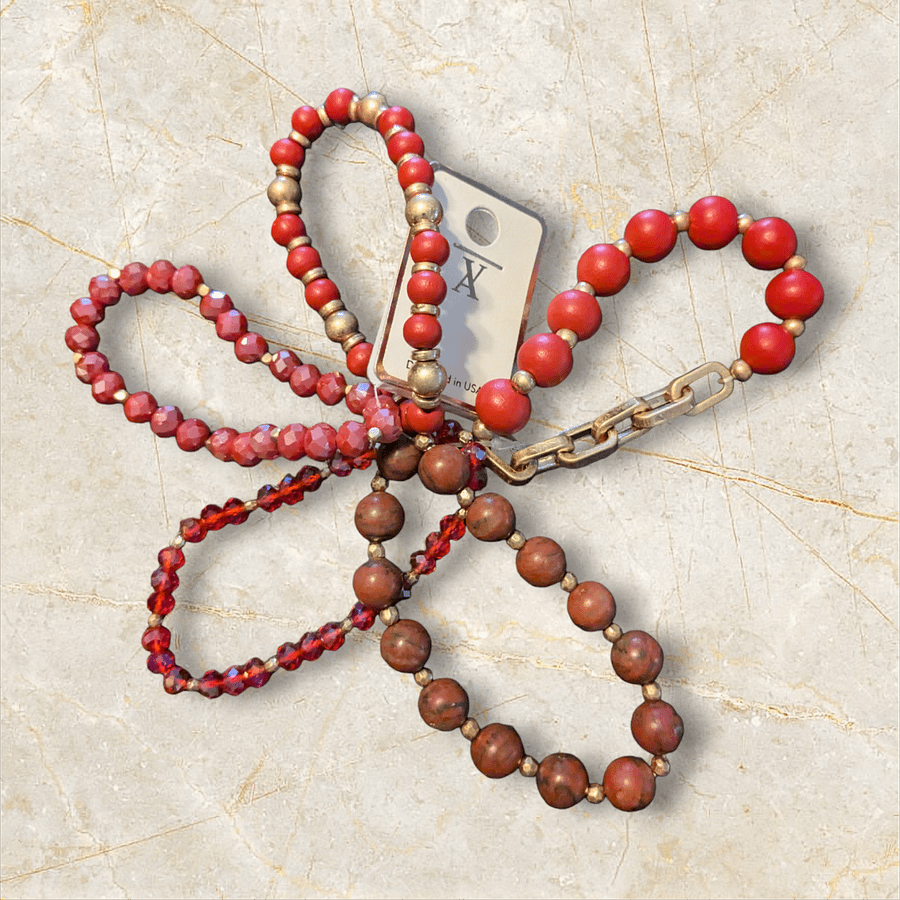Ermish Red & Brown 5 Bracelet Stack product image (1)