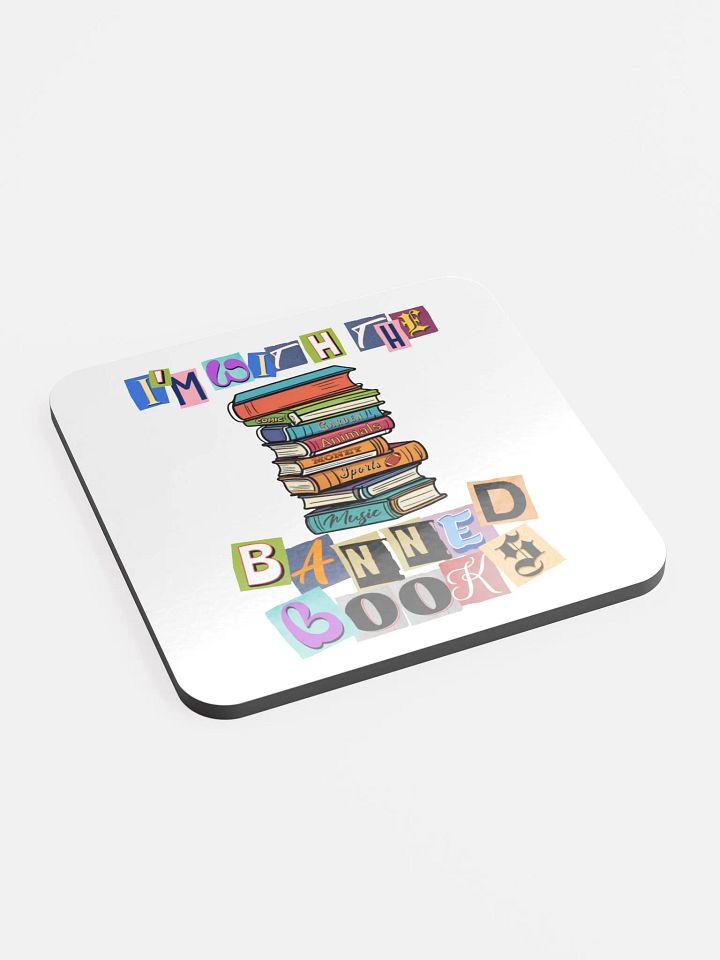 Im With The Banned Books Stack Cork Coaster product image (2)