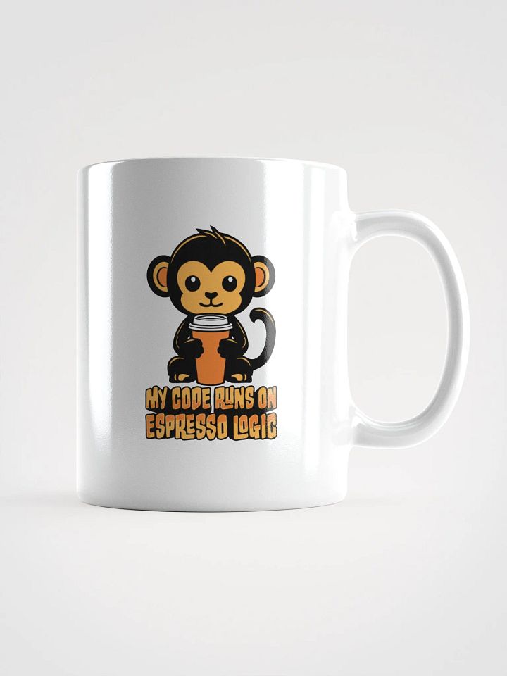 My Code Runs on Espresso Logic – Cute Monkey Design Mug product image (1)
