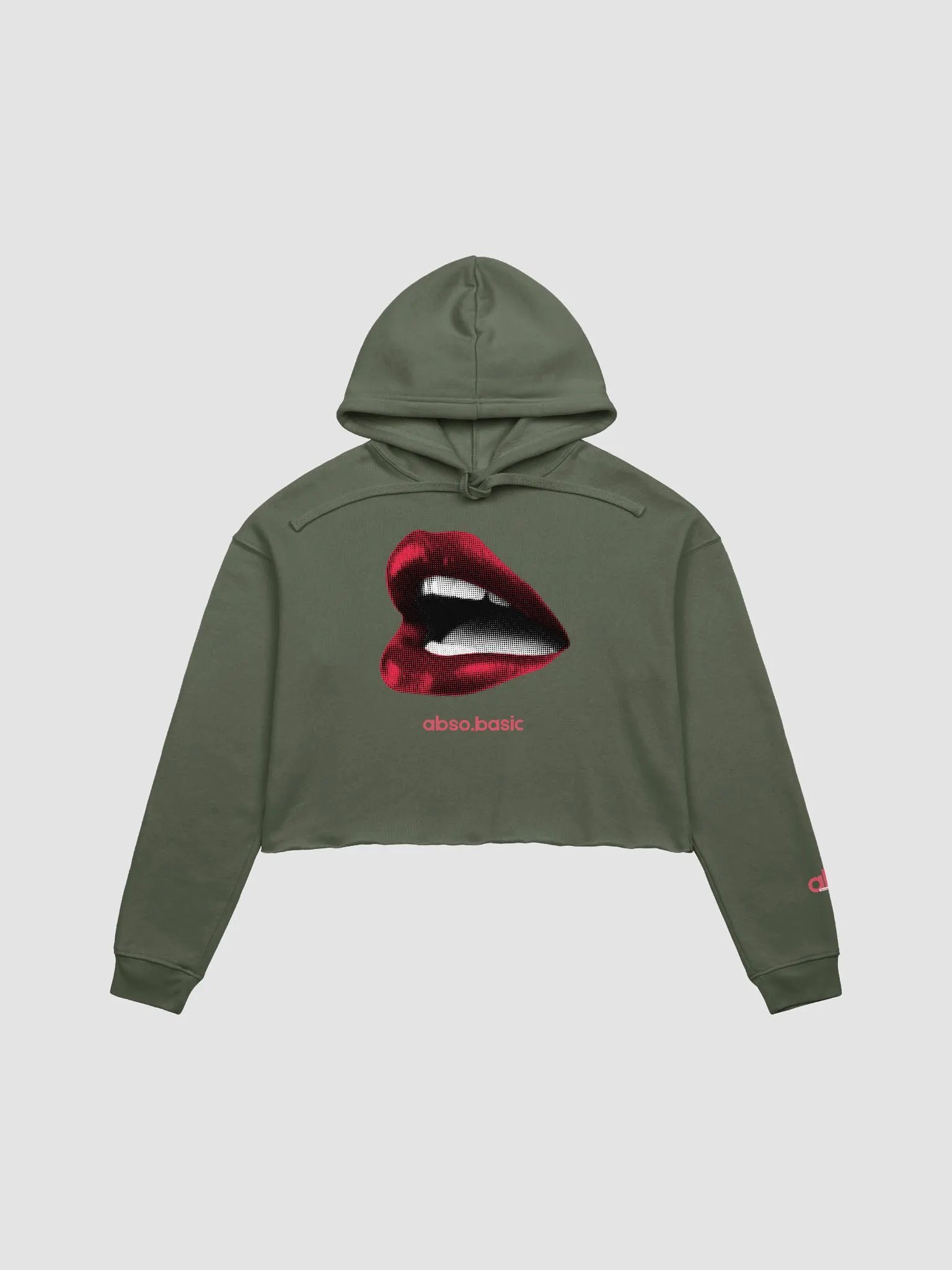 Red Lips Vintage Illustration Crop Hoodie product image (17)
