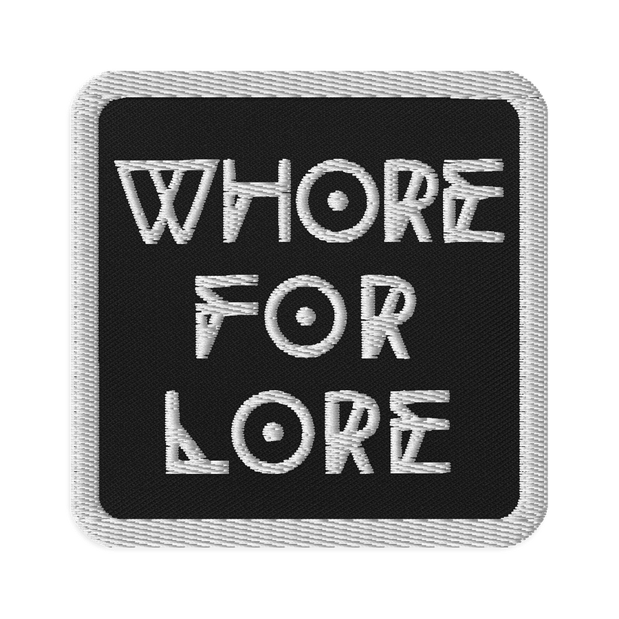 Whore for Lore Embroidered Patch (White on Black) product image (1)