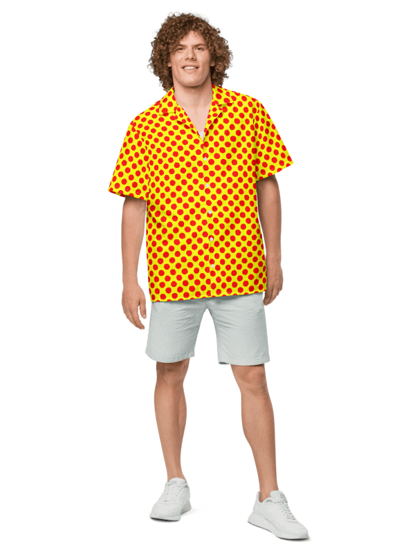Red Polka Dots on Yellow Hawaiian Shirt product image (3)