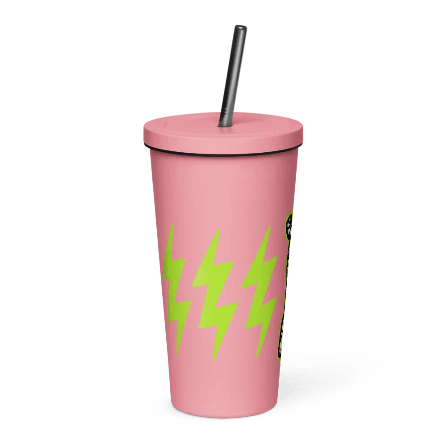 White Electric Tiger with Lime Lightning Bolts - Insulated Tumbler product image (2)