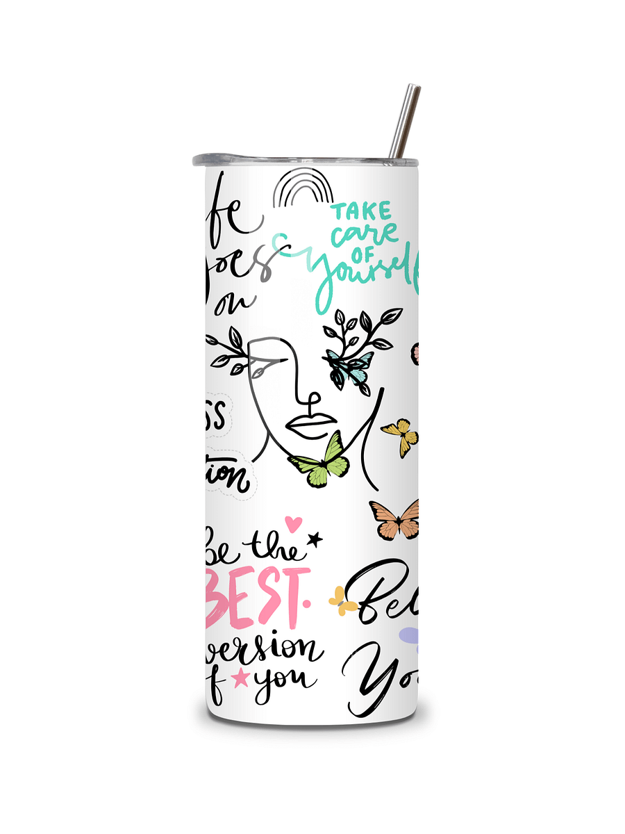 Inspirational Quotes 20oz Skinny Tumbler, Motivational Design, Double-Walled Insulated Stainless Steel, Metal Straw, Gift for Women, Teens, and Positivity product image (4)