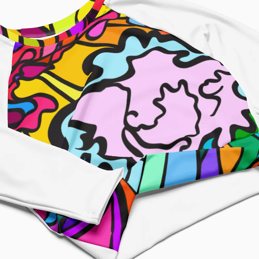 Vibrant Swirls Recycled Crop Top - Wave at Sunset product image (4)