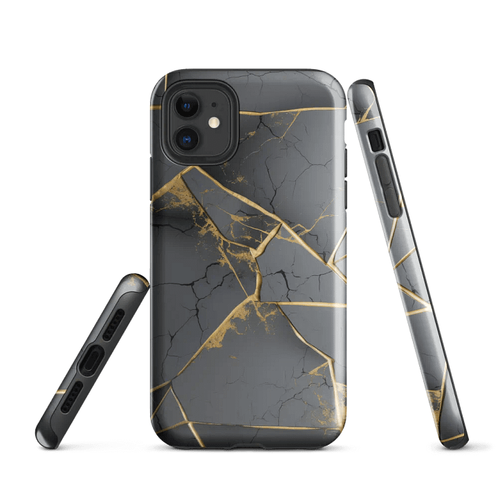 Grey & Gold Kintsugi Tough iPhone Case product image (1)