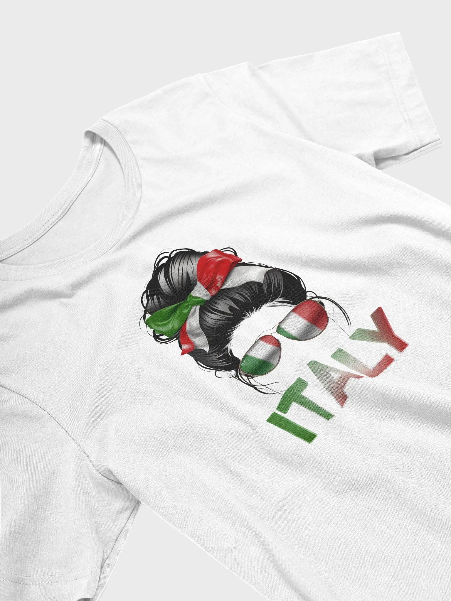 Italian Flag Inspired Bun and Sunglasses T-Shirt product image (24)
