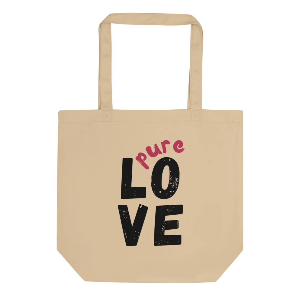 Pure LOVE dual Color Black-Magenta on organic natural Tote Bag product image (2)