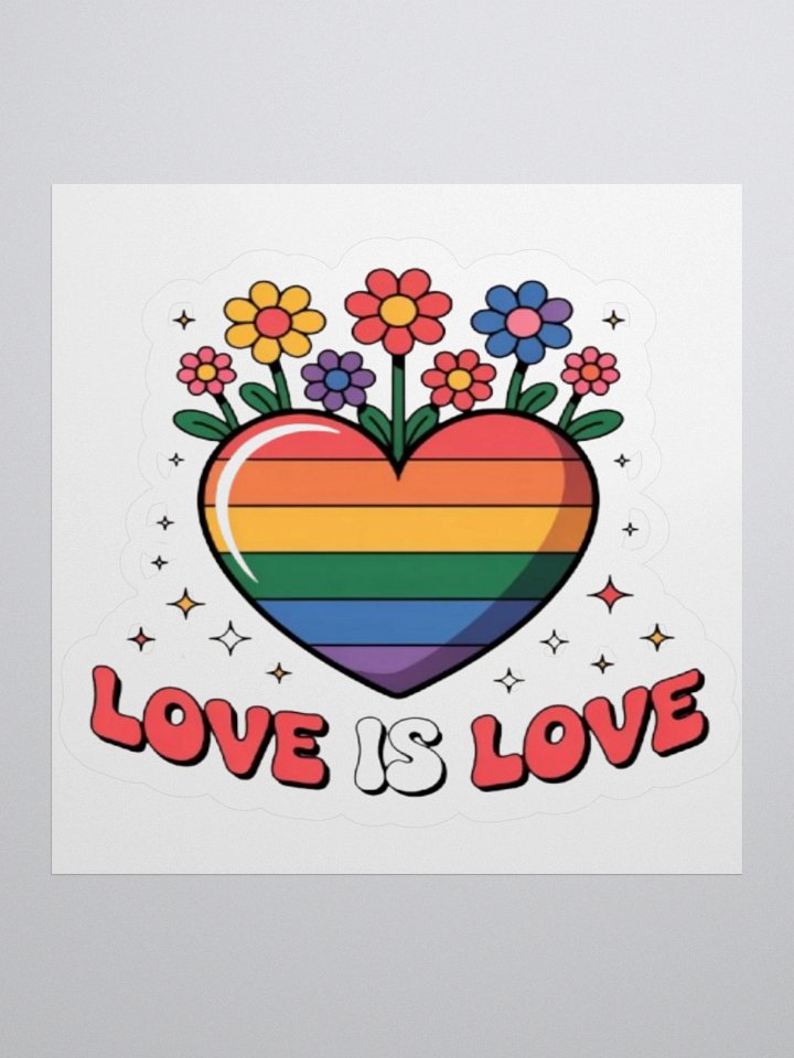 Love Is Love Pride Sticker - Rainbow Heart with Flowers Design product image (3)
