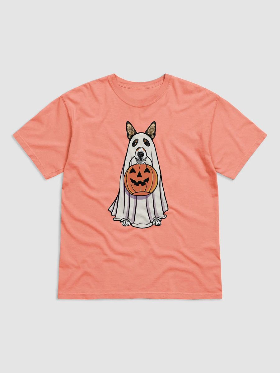 Funny Halloween Basenji(Tricolor) T-Shirt | Funny Basenji Wearing a Ghost Costume and Holding a Pumpkin Basket product image (22)