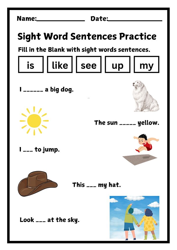 first grade sight words sentence worksheets PDF product image (2)