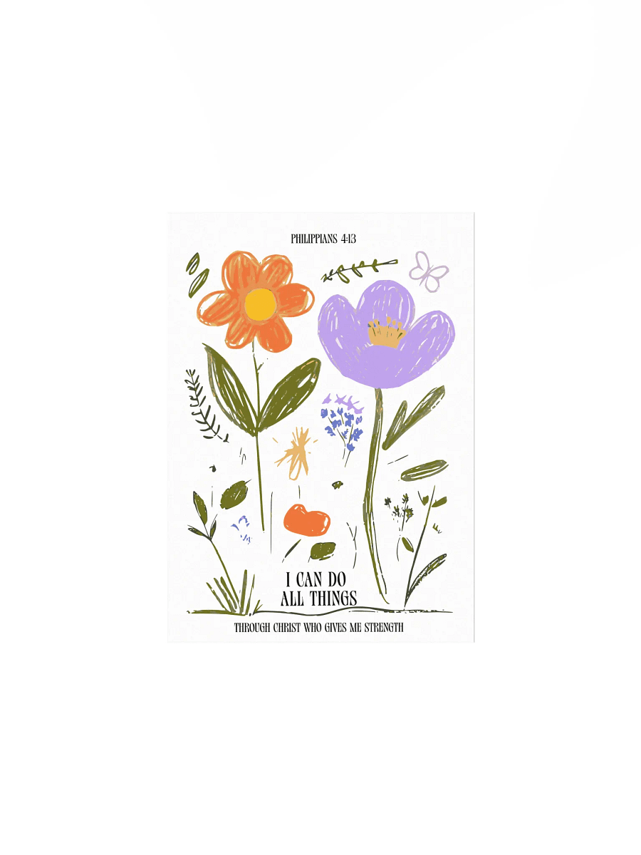 "I Can Do All Things Through Christ" Crayon-Style Wall Art | Kids Room Decor | Christian Inspirational Art | Playful Scripture Decor | Faith-Based Nursery Art product image (4)