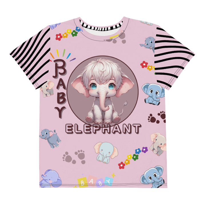 KIDS- GIRL TEE -BABY ELEPHANTS ( PINK) - All-Over Print Youth Crew Neck T-Shirt product image (1)
