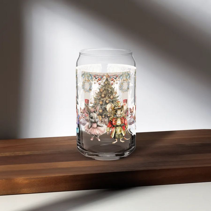 The Enchanted Nutcracker Ballet Glass Can Tumbler | 16oz BPA-Free Sipper with Bamboo Lid & Straw | Ballet-Themed Christmas Drinkware product image (5)