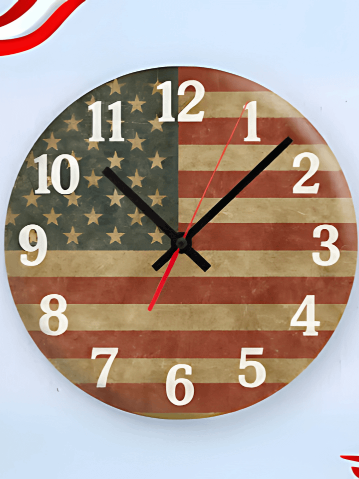 Vintage American Flag Wall Clock PNG – Patriotic Sublimation Design – Classic USA Theme – High-Quality 300 DPI Instant Digital Download product image (1)