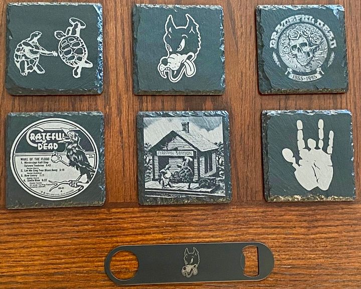Grateful Dead - Terrapin Station - Dire Wolf - Bertha - Slate Coasters - Set of 6 Custom Laser Engraved with Bottle Opener product image (1)