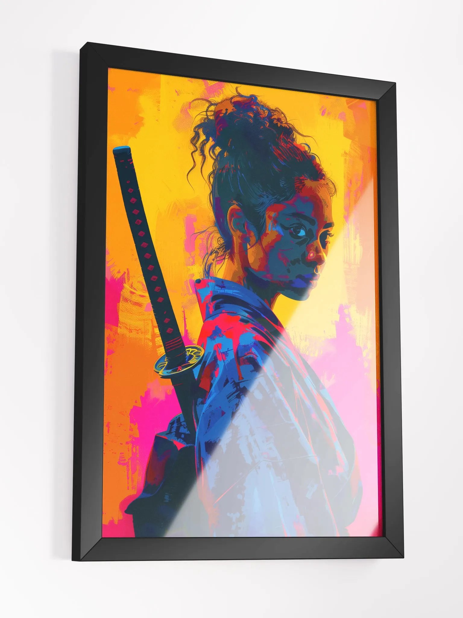 Afro Beauty Geisha Warrior ART FRAMED PRINT product image (3)