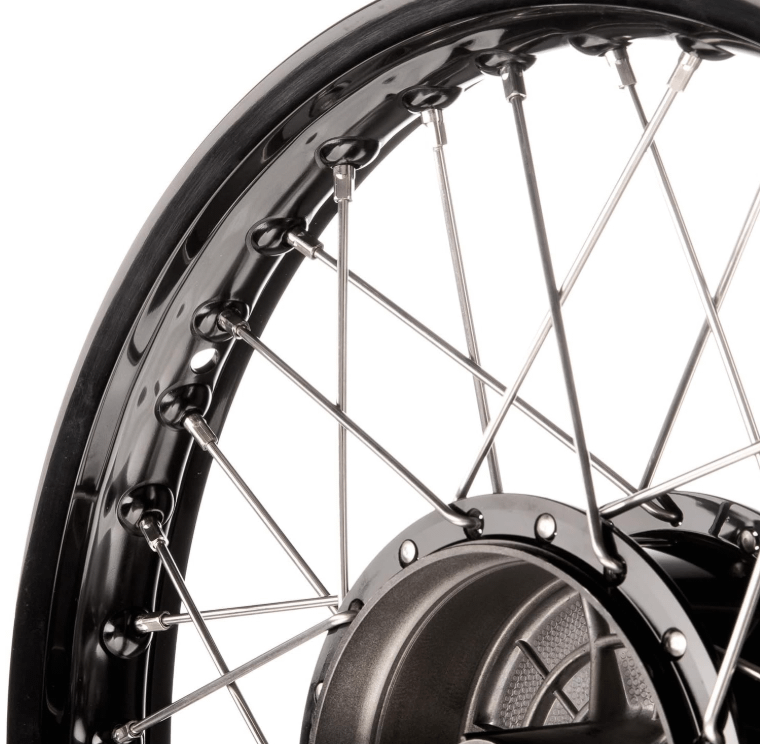 Tuning-Speichenrad 1,5 x 16" Alufelge Schwarz eloxiert + Edelstahlspeichen product image (5)