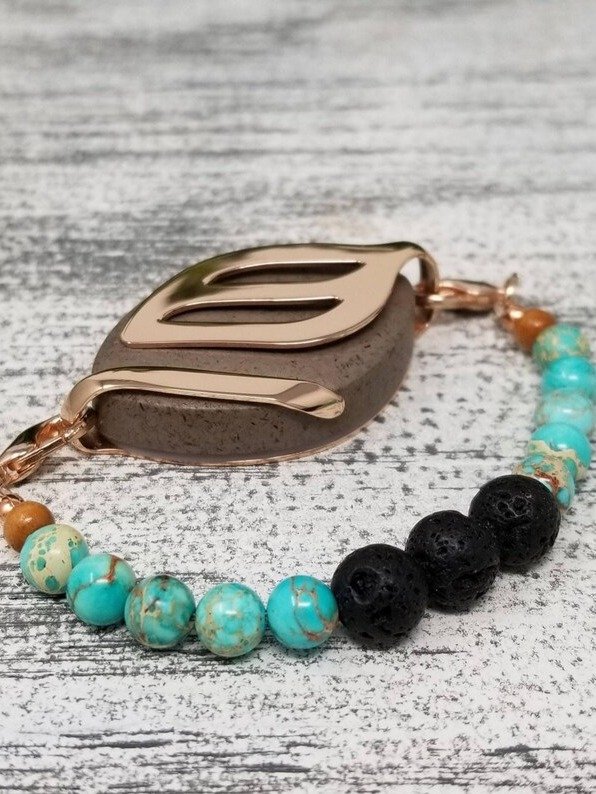 Earth Aromatherapy Bracelet | Jasper & Lava Stone | Handmade Accessory for Bellabeat Leaf Urban & Ivy product image (1)