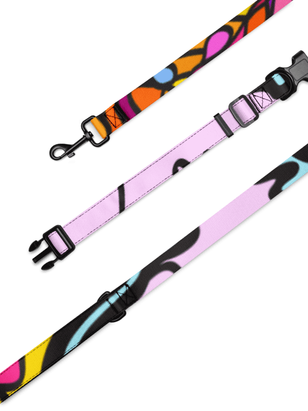 Vibrant Stripes Pet Collar & Leash Set - Wave at Sunset product image (5)