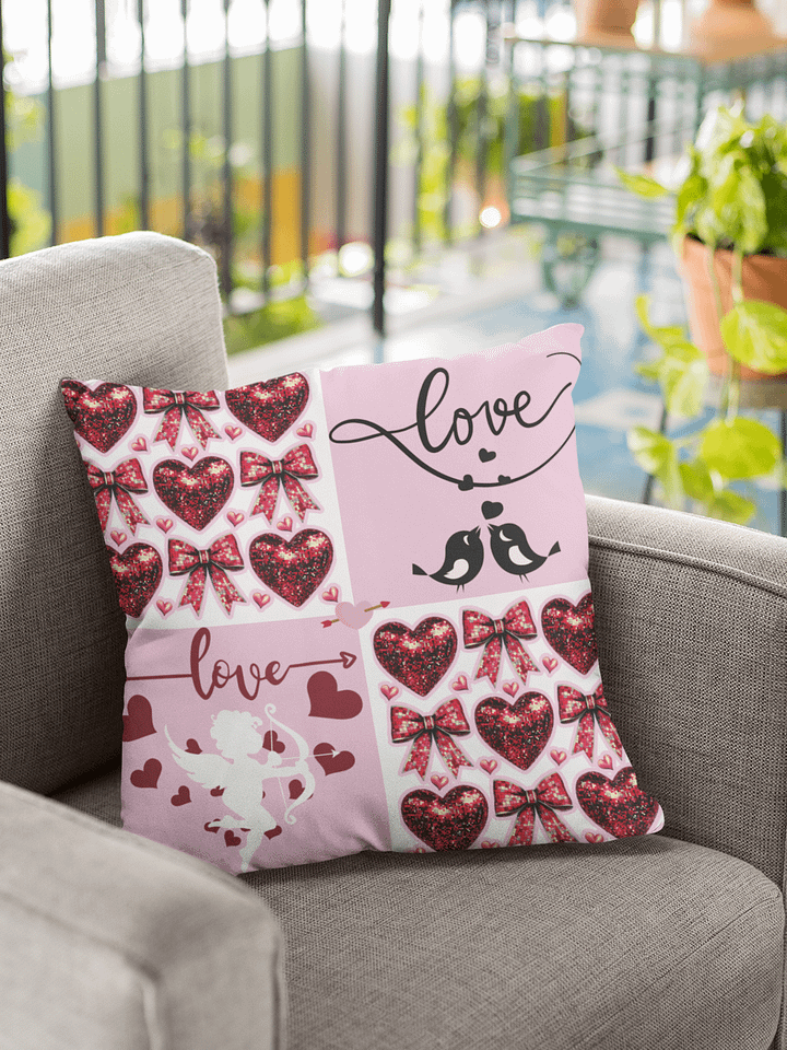 Lovebirds Pink & White Pillow product image (1)
