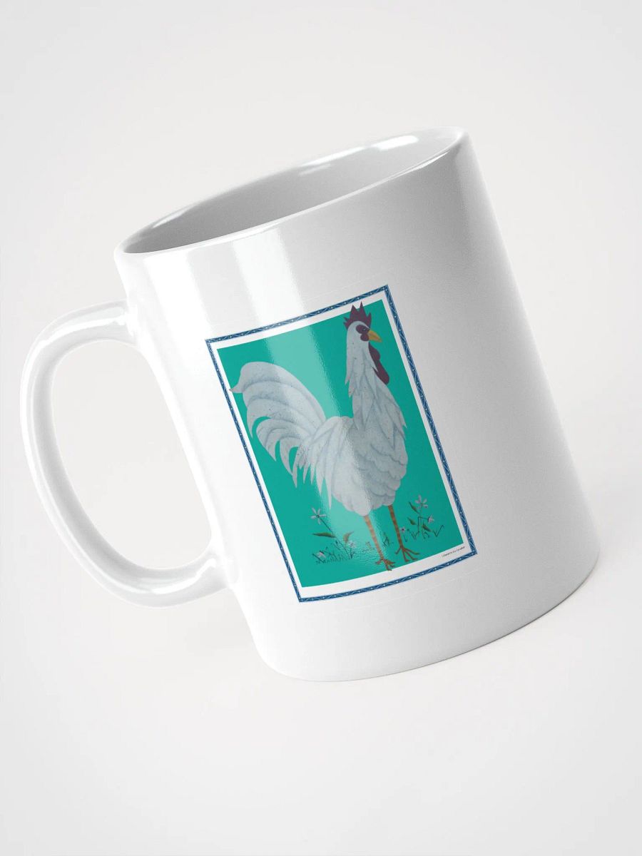 White Glossy Mug with Chicken and Green background product image (3)