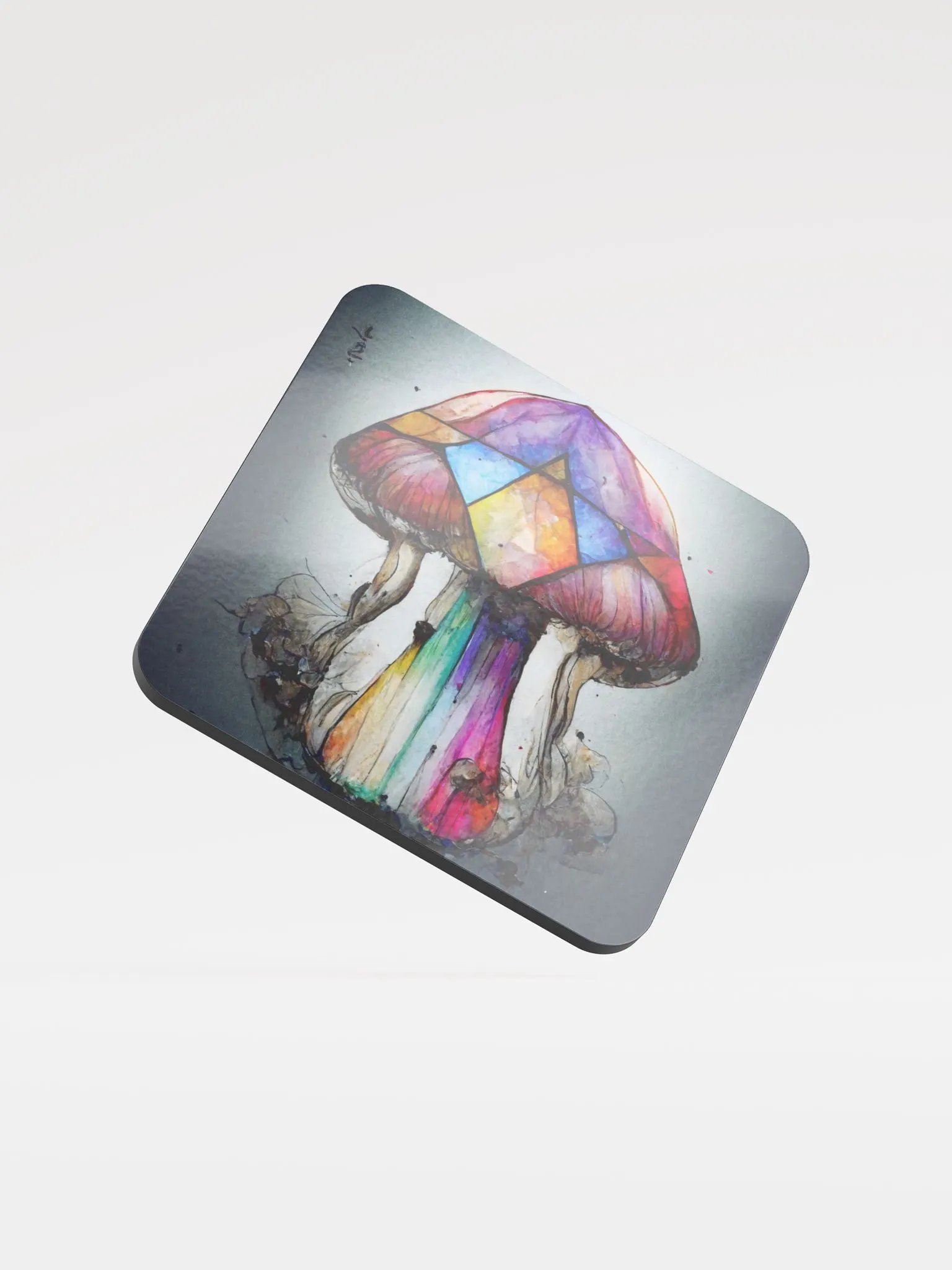 Rainbow Mushroom Glass Coaster product image (1)