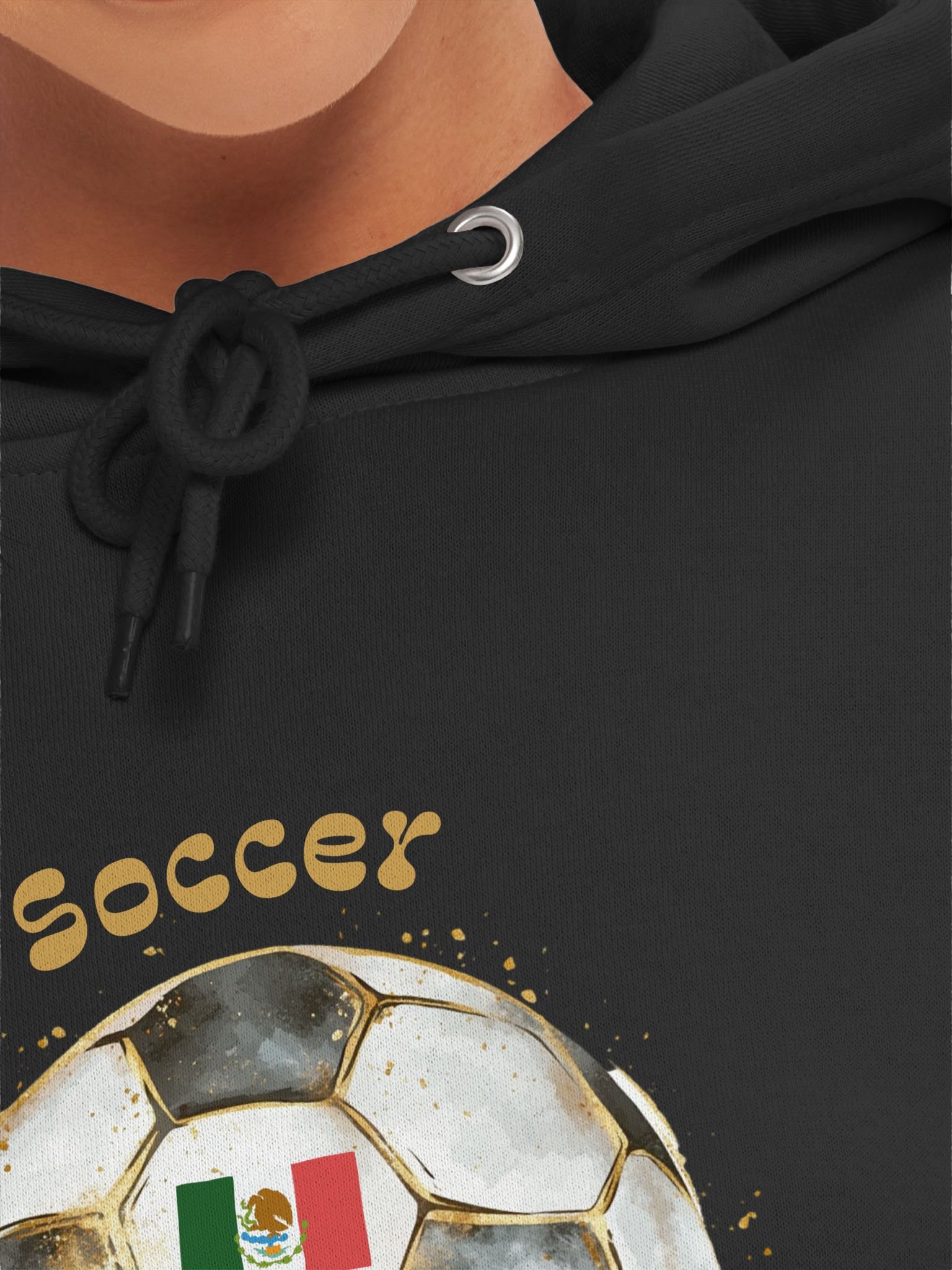 Golden Hexagon Mexican Flag Soccer Ball Hoodie product image (21)