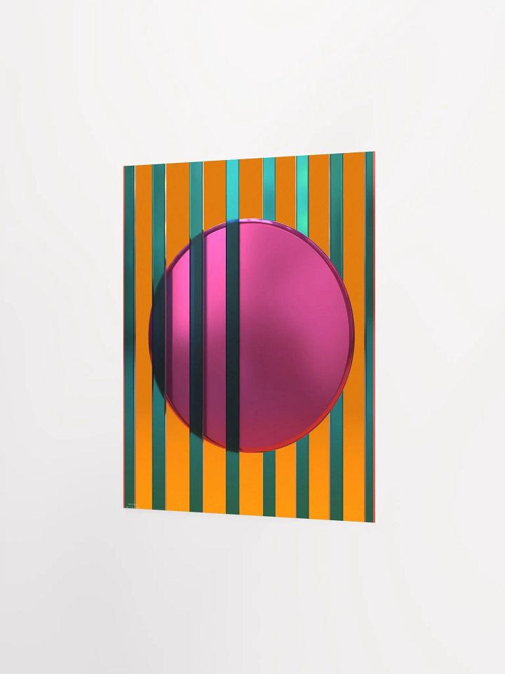 Minimalist 3D Digital Art | Teal Lines Plum Circle on Orange Background product image (1)