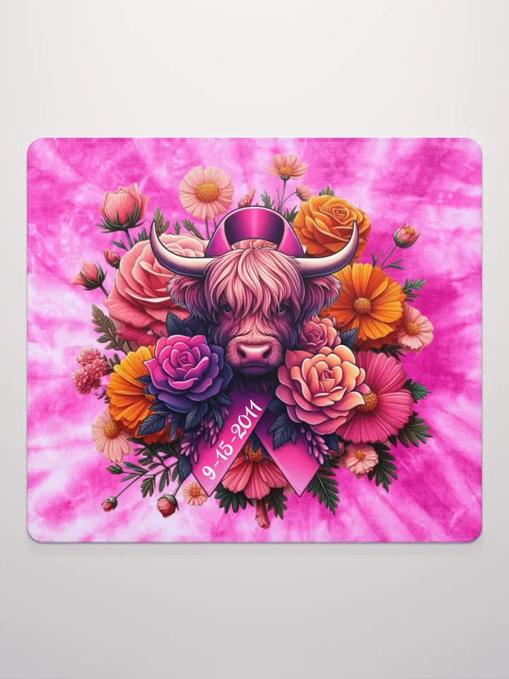 Highland Cow Blooms Breast Cancer Awareness Gaming Mouse Pad product image (4)