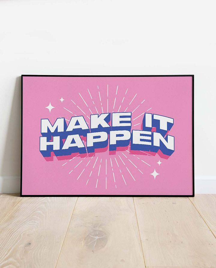 Make it Happen Quote Affirmation Printable Wall Art Decor - Instant Download product image (1)