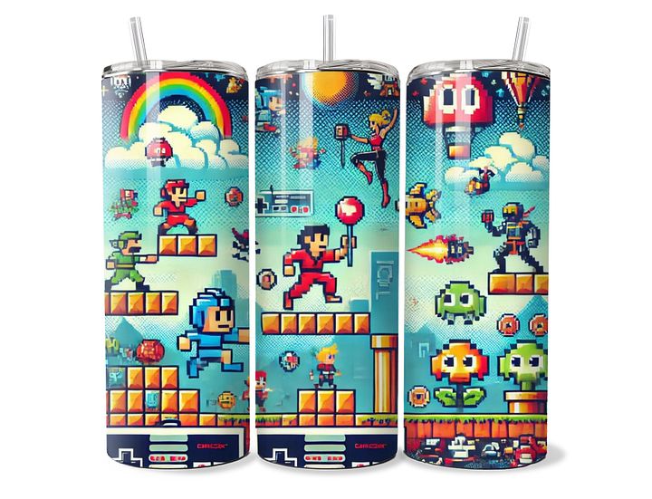 Pixelated Arcade Adventure Tumbler - 20oz Stainless Steel product image (1)