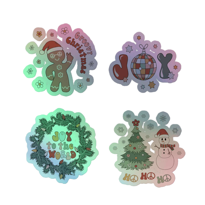 Holographic Groovy Christmas Sticker Sheet product image (1)