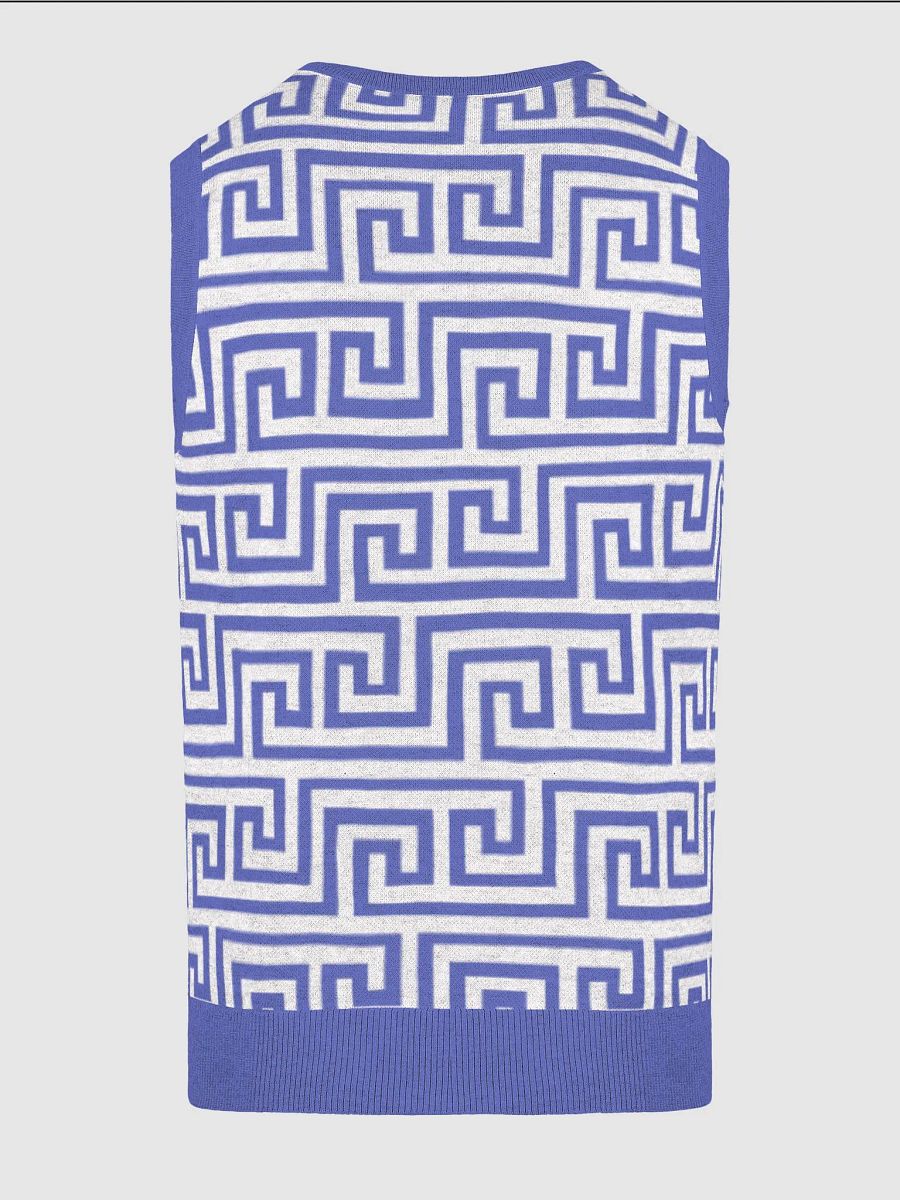 Blue Greek Key Knitted Relaxed Vest product image (4)