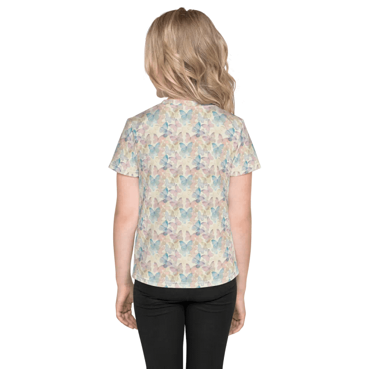 Sweet Butterflies Pattern Print Kids Crew Neck T-Shirt product image (2)