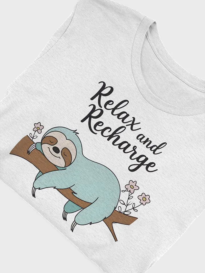 Sloth Relax and Recharge T-Shirt, Self Care Gift, Nature Lover tee, Lazy Sloth T-shirt product image (2)