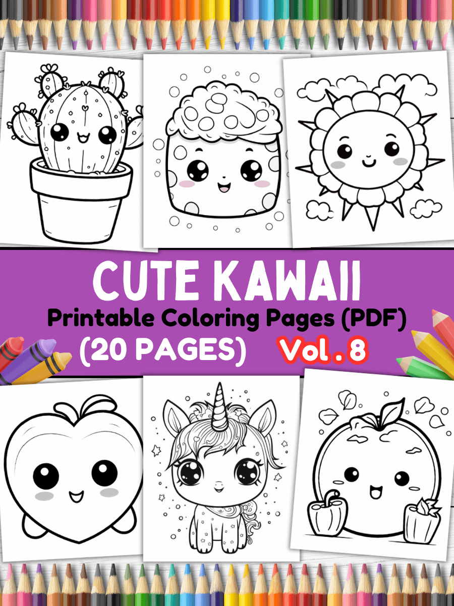 20 Cute Kawaii Coloring Pages#8 (PDF Coloring Pages) product image (1)