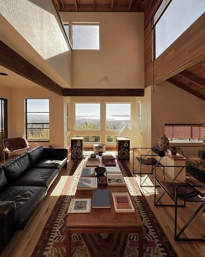 The residence and creative sanctuary of artist @j.brian — a 1970s architectural treasure tucked away in the hills of Berkeley...