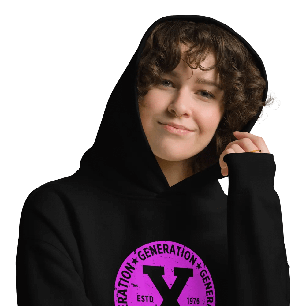 Generation X ESTD 1976 Distressed Premium Women Hoodie Black product image (3)