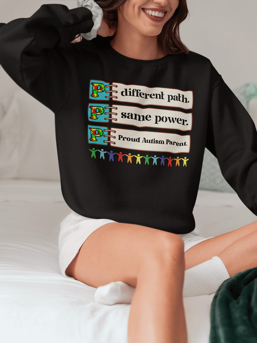 Different Path. Same Power. Proud Autism Parent Gildan Sweatshirt. product image (1)