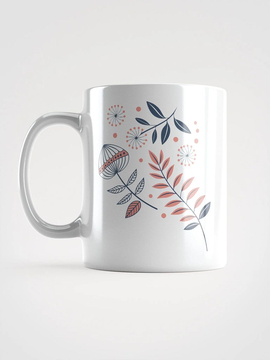 Elegant Floral Pattern Ceramic Mug, (11oz, 15oz, 20oz) - Navy Blue and Coral Design product image (16)