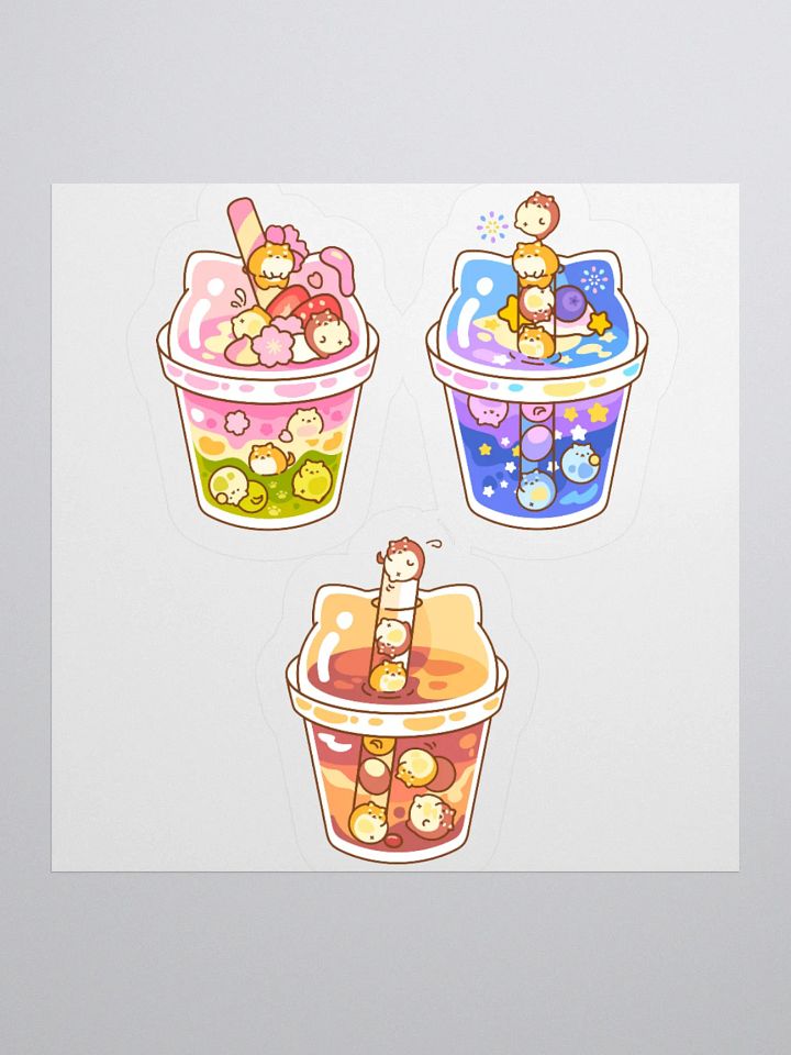 Cute Dog Bubble Tea Stickers - Kawaii Puppy Drink Set product image (1)