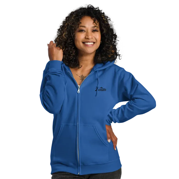 Unisex Heavy Blend Zip Hoodie with Zenith Script Design product image (1)